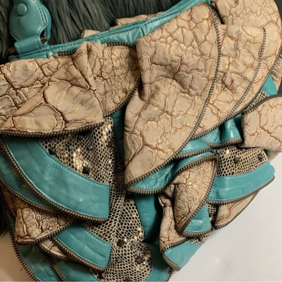 Kippy’s Stylish Tan and Turquoise HandBag NWOT - Picture 5 of 13